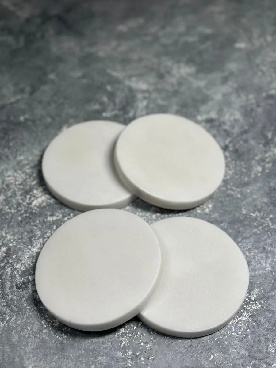 Set of 4 White Marble Coasters
