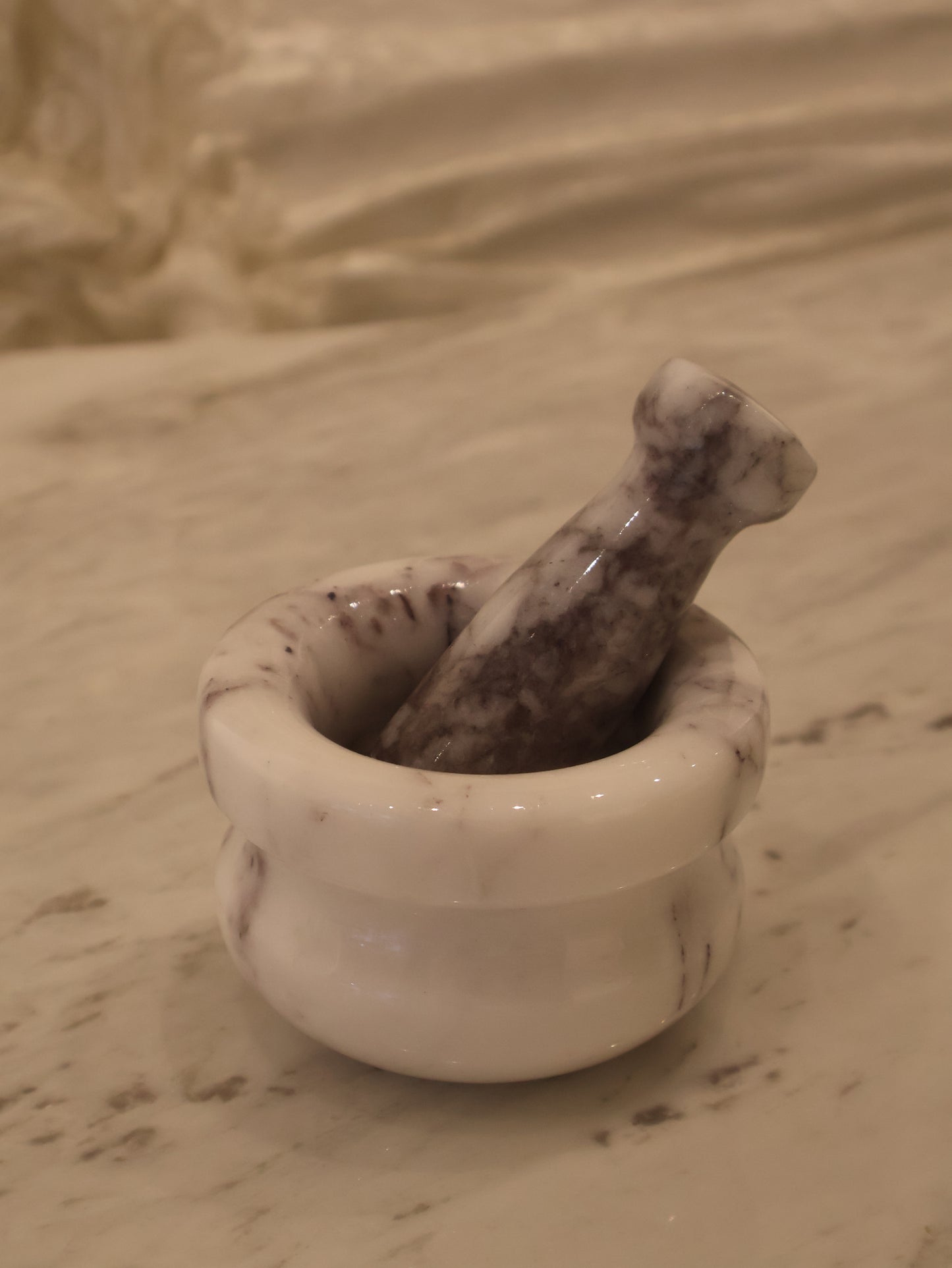 Mortis White – El Yapımı Mermer Havan Seti