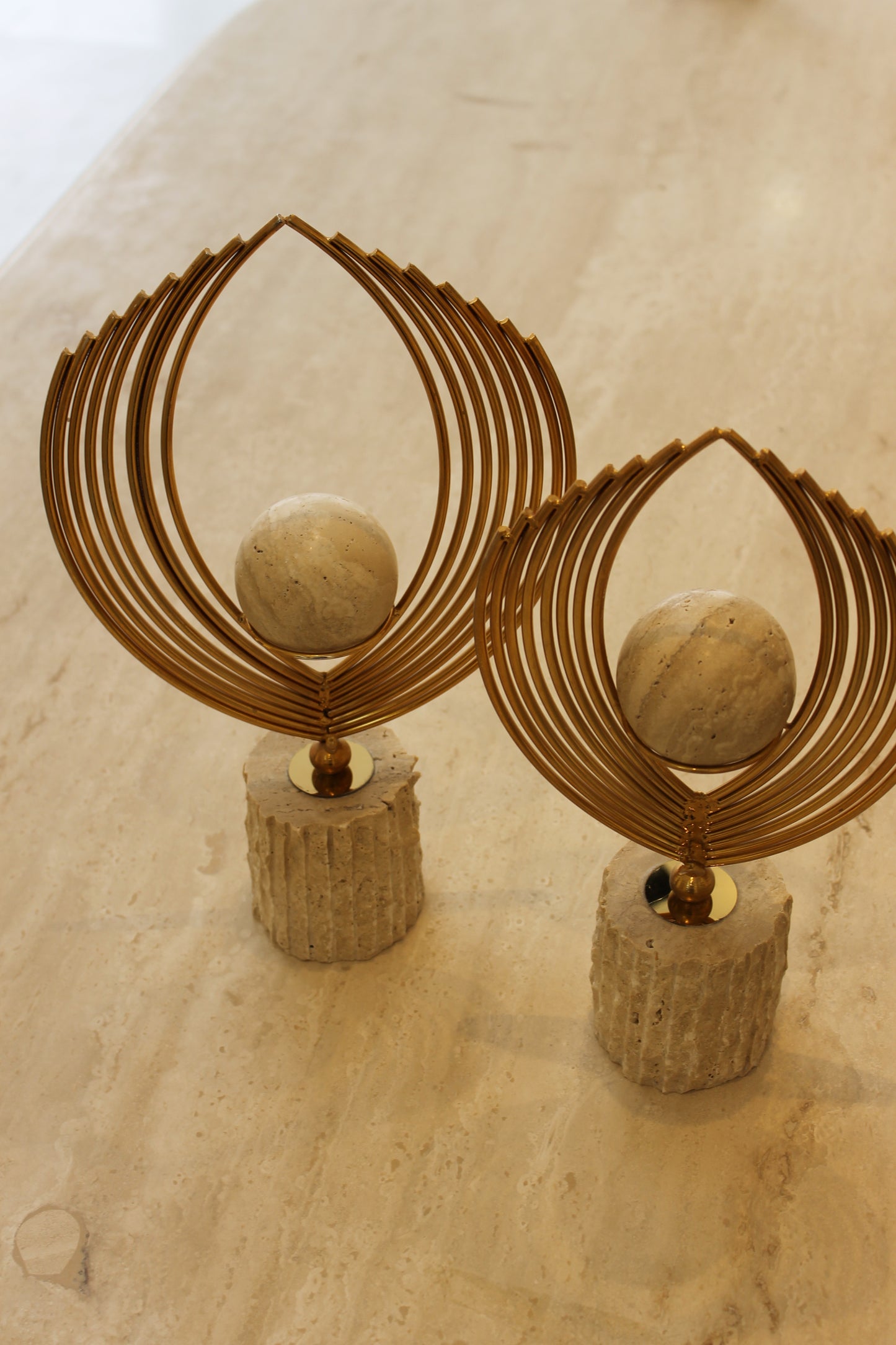 Luna Travertine Sphere Decorative Object