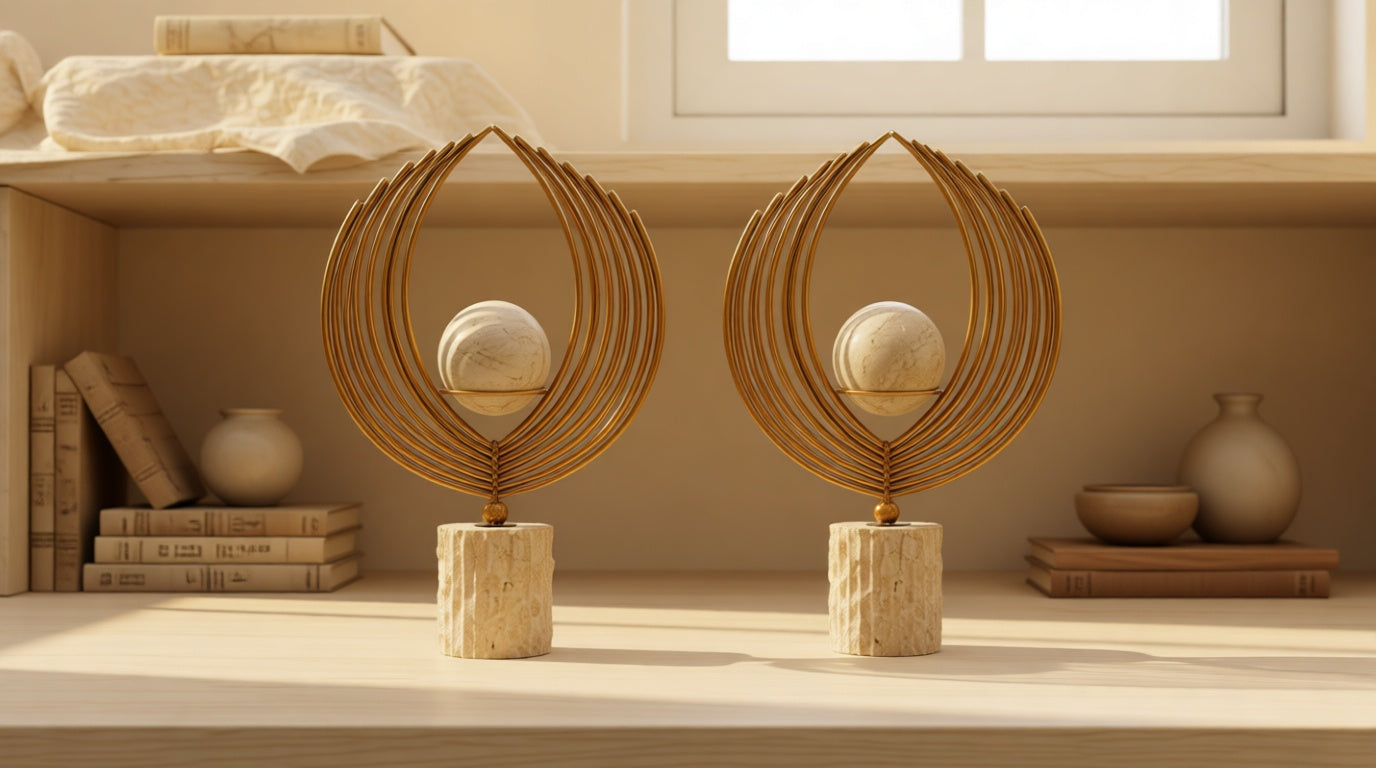 Luna Travertine Sphere Decorative Object