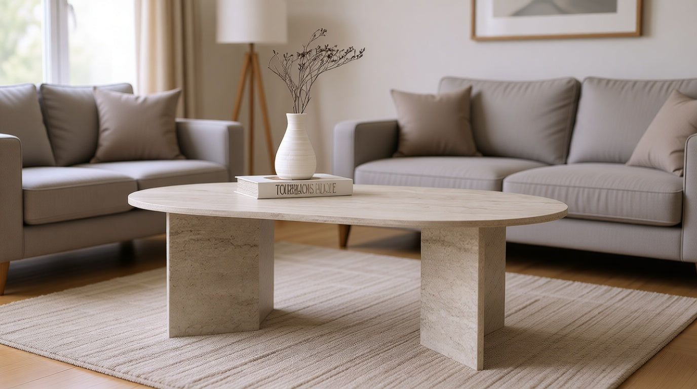 Triangle - Natural Travertine Coffee Table