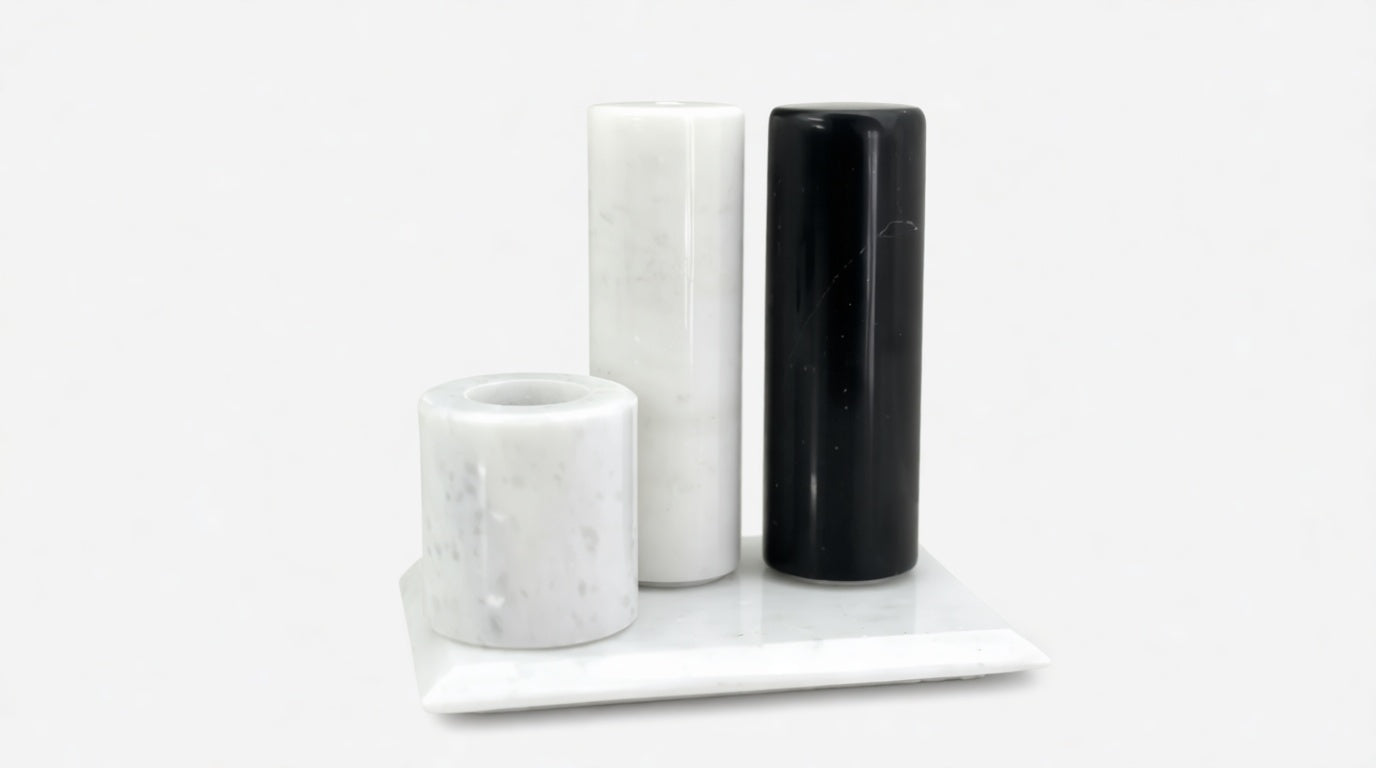 Black and White Marble Spice Rack
