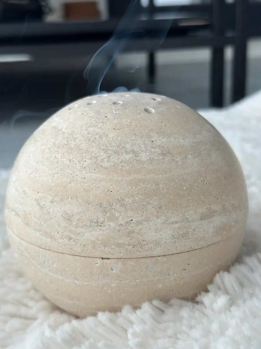 Trace Travertine Incense Burner