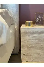 Weincut - Traverten Dekoratif İkili Modern Yan Sehpa