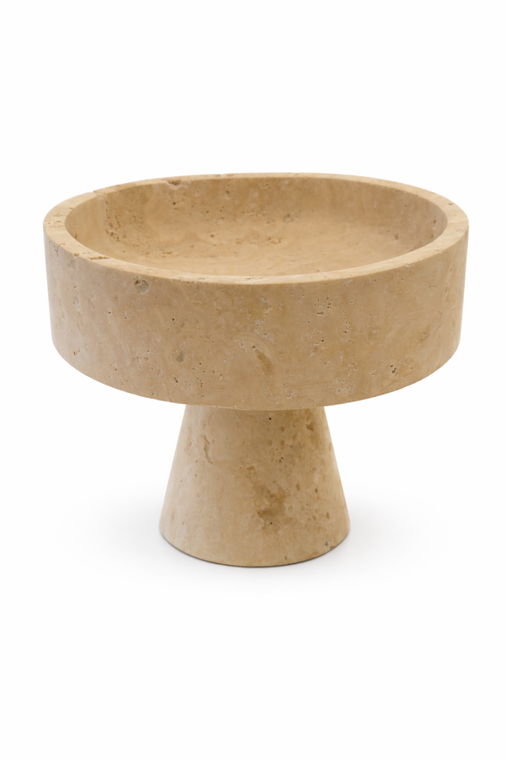 Traverten Ayaklı Mermer Sunum Kasesi