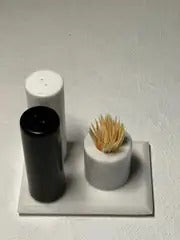 Siyah Beyaz Mermer Baharatlık