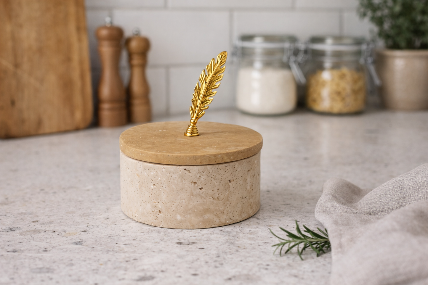 Leaf Traverten Dekor Kutusu