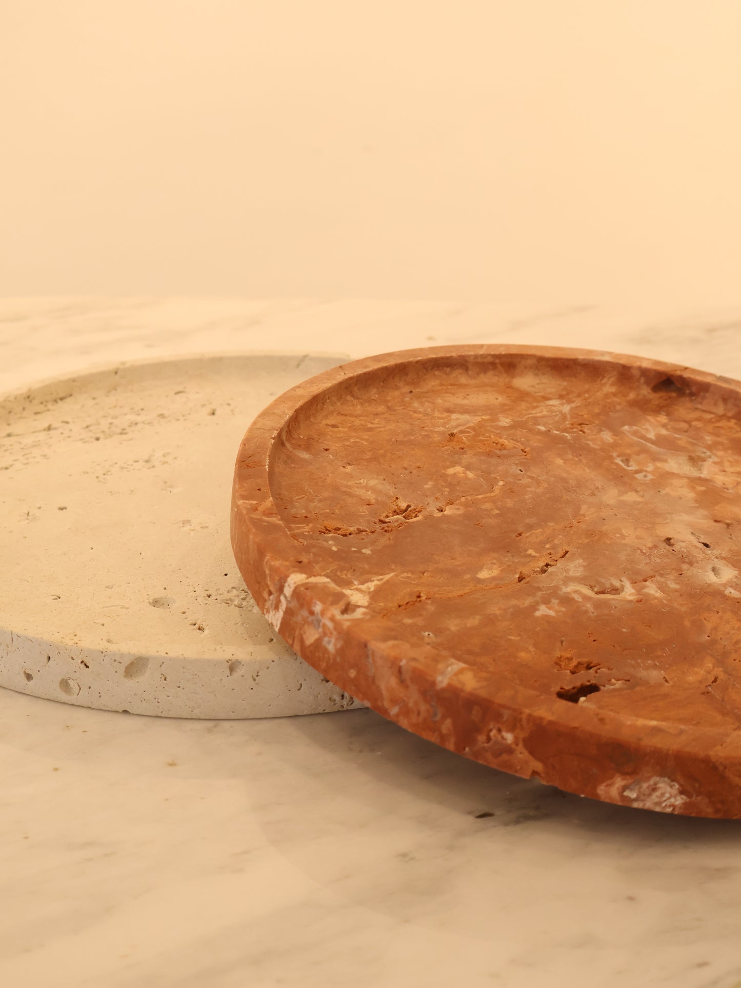 Rosso Traverten Mermer Tepsi