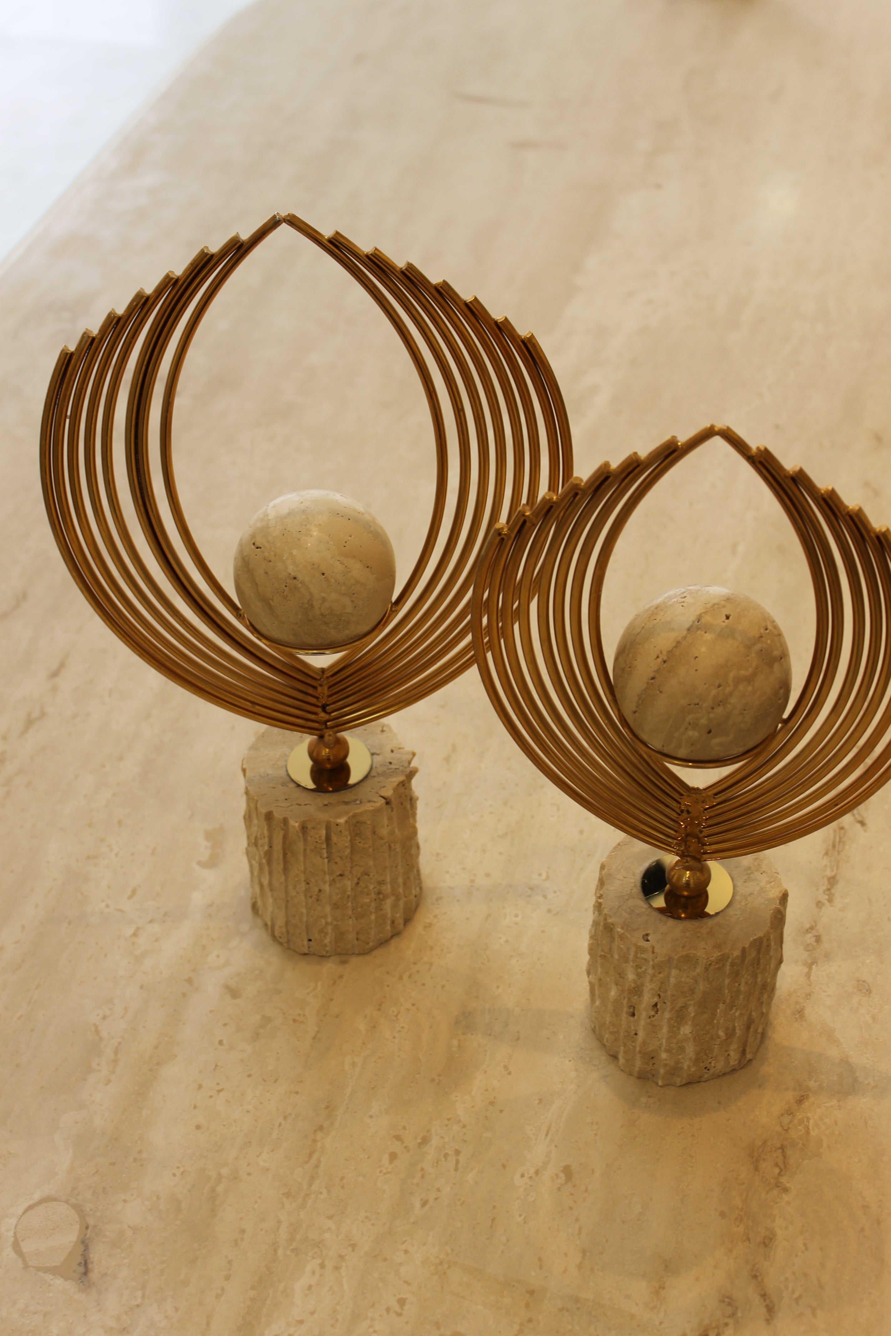 Luna Travertine Sphere Decorative Object