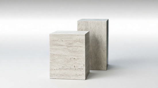 Weincut - Travertine Decorative Double Modern Side Table