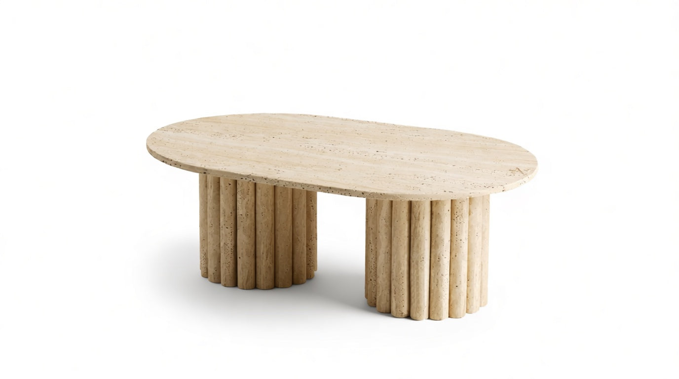 Ephesus - Natural Travertine Coffee Table | Antique Travertine Legs