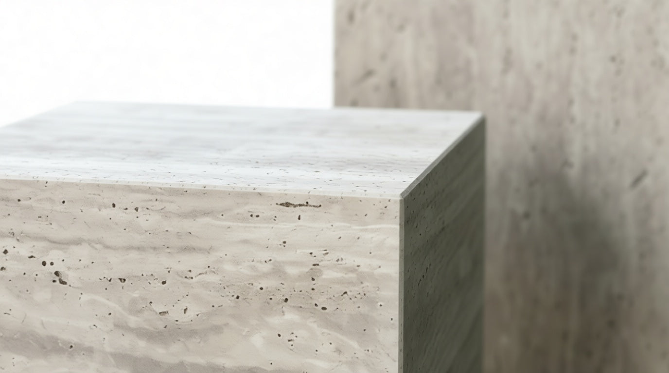 Weincut - Travertine Decorative Double Modern Side Table