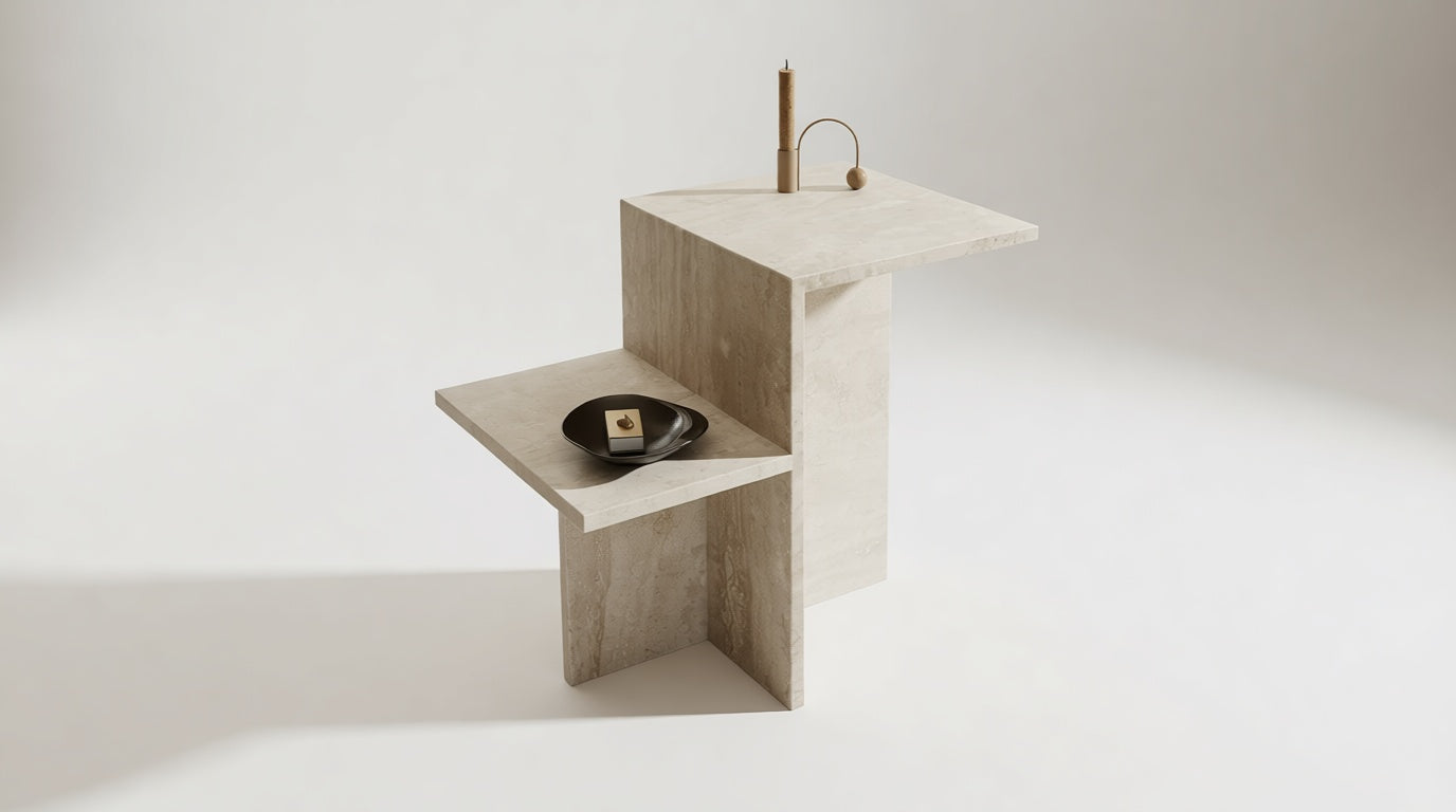 Flamingo - Natural Travertine Side Table 