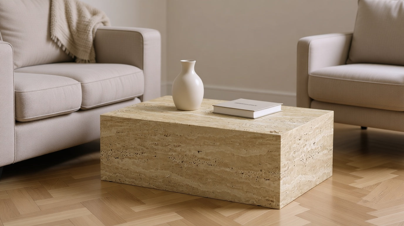 Cube Travertine Coffee Table 