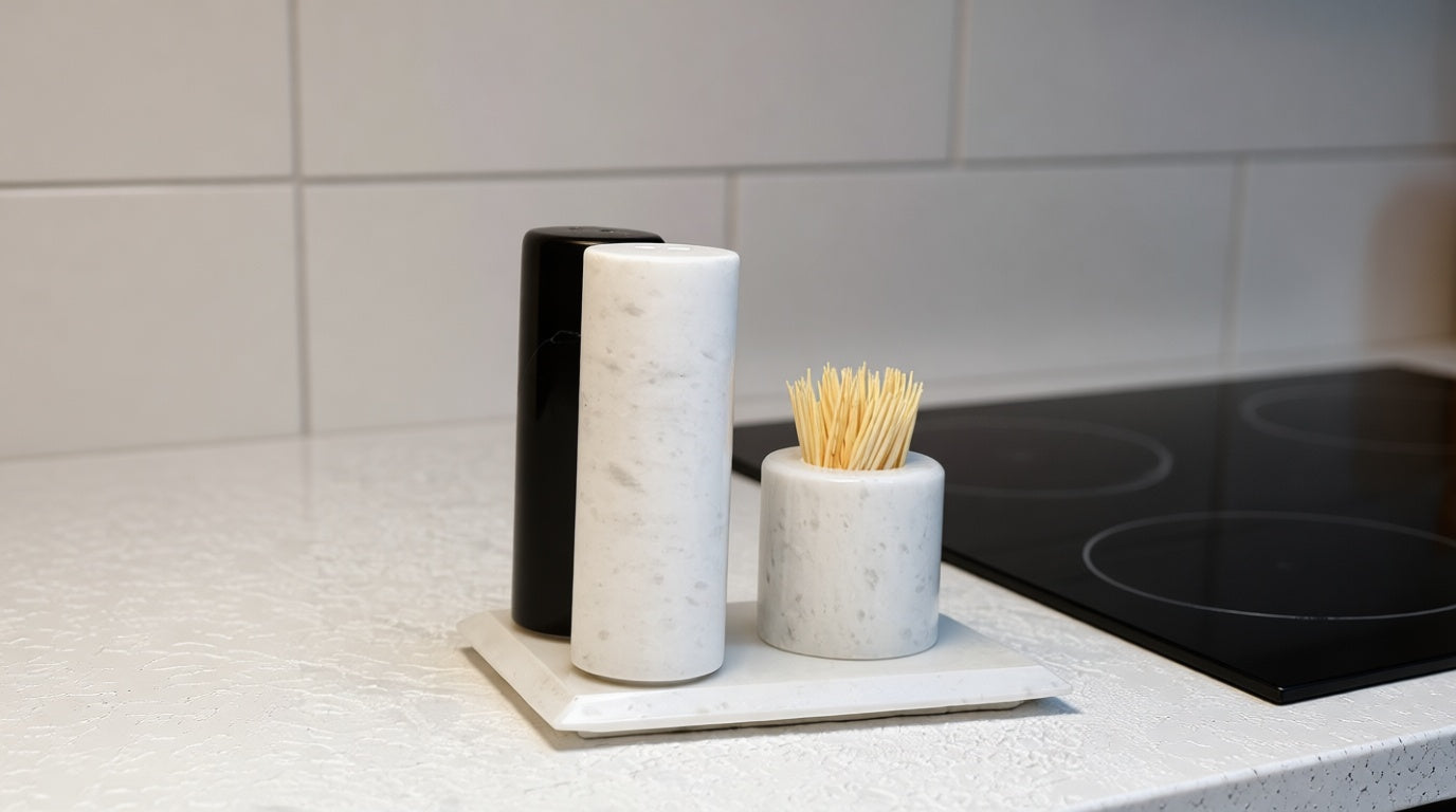 Black and White Marble Spice Rack