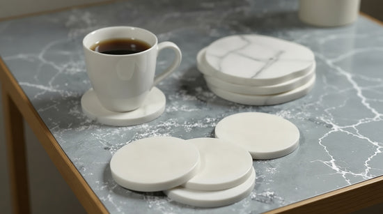 Set of 4 White Marble Coasters