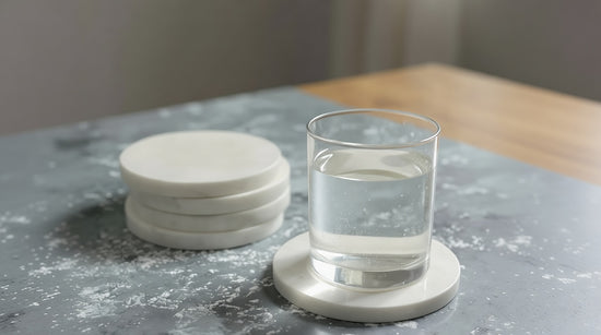 Set of 4 White Marble Coasters