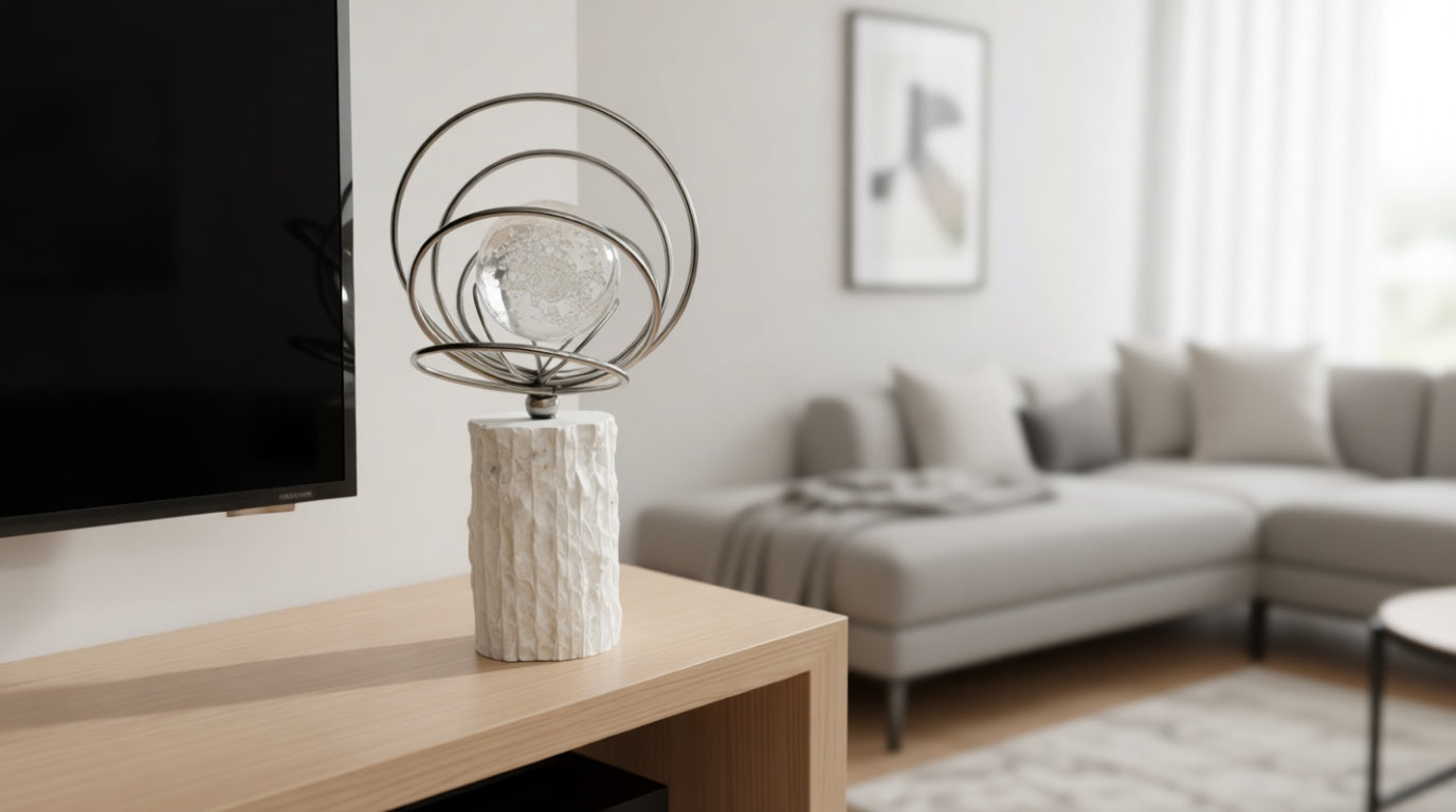 Lunaris Travertine Decorative Object