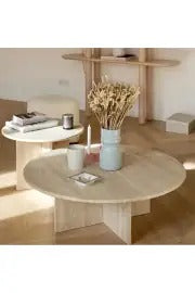 Dual - Doğal Traverten Mermer Orta Sehpa  2li Mermer Orta Sehpa