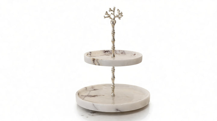 Luna Mermer İki Katlı Sunum Standı